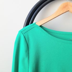 Chico's Gigi Boatneck Top Green  3/4 Sleeve Size 2 NWT